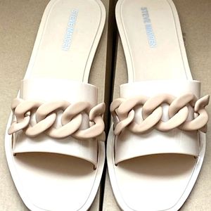 STEVE MADDEN One Band Chain Jelly Slides, Blush, Size 8